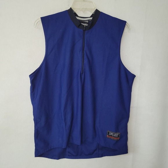 Fox Racing Jersey Men XL Blue 1/4 Zip Sleeveless Logo Pocket Bike Cycling Biking - Picture 1 of 11
